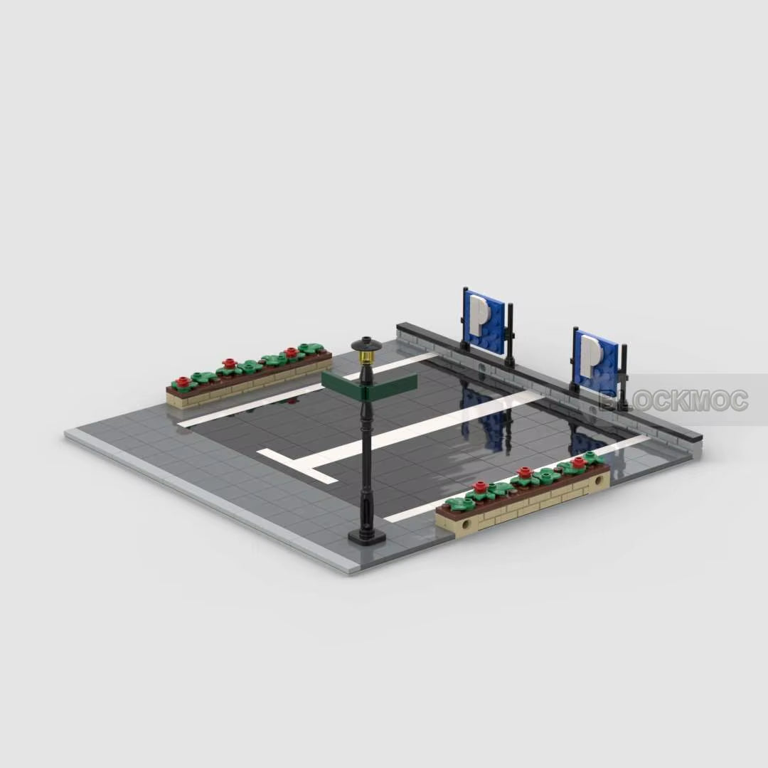 MOC Classic City Garage Scene Block Modular Buildings Model Education Enlightenment Track Display Stage Birthday Toys Brick Gift