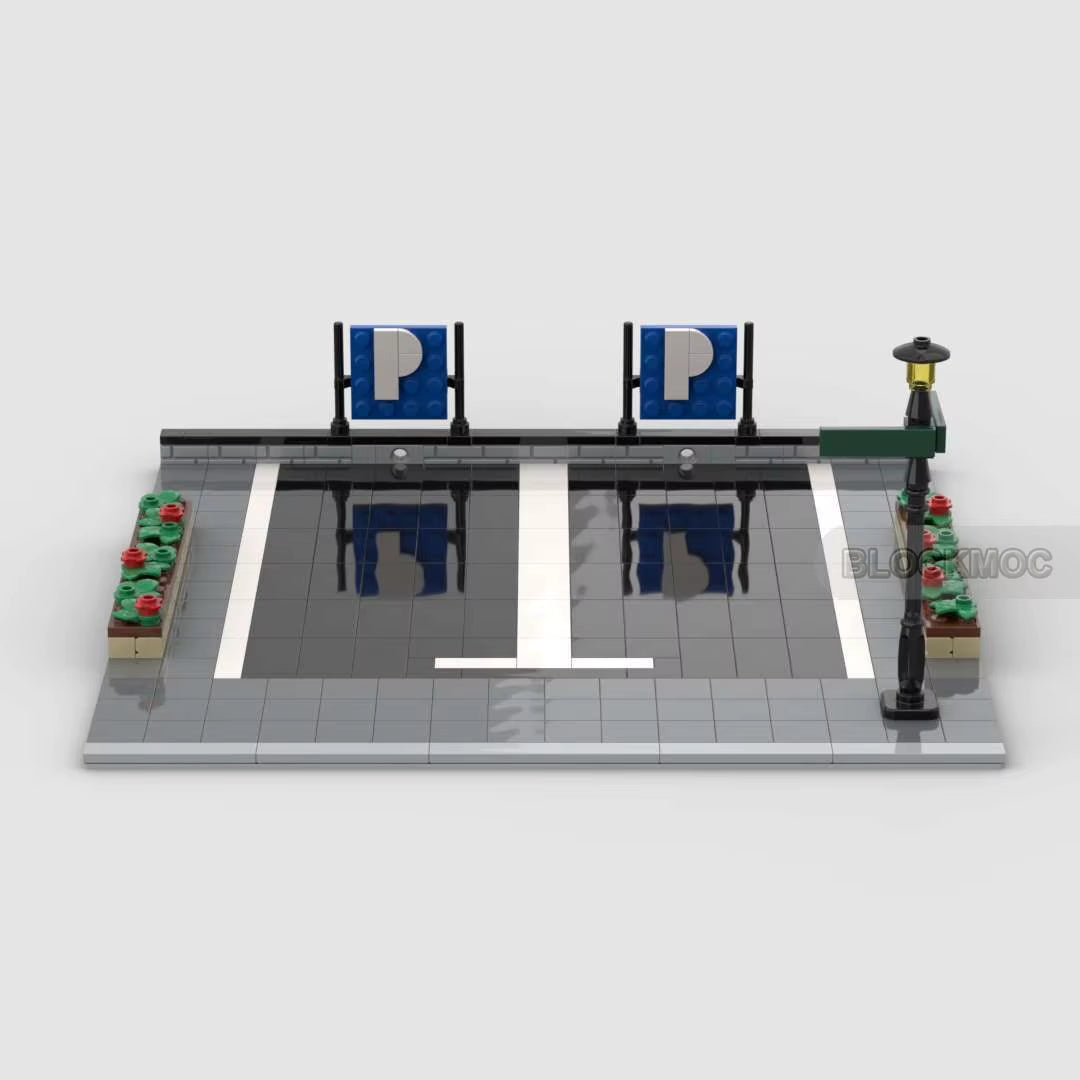 MOC Classic City Garage Scene Block Modular Buildings Model Education Enlightenment Track Display Stage Birthday Toys Brick Gift