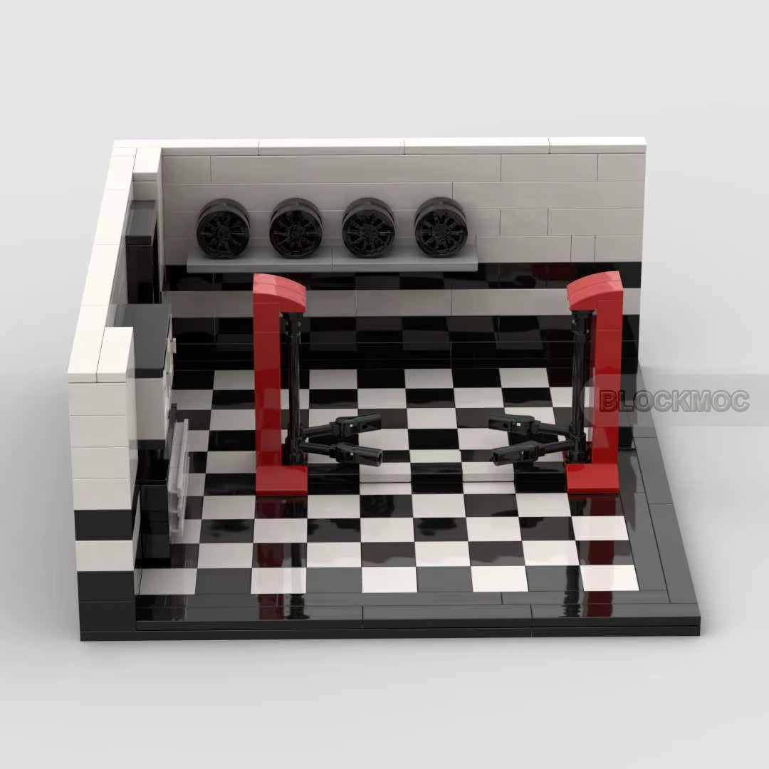 MOC Classic City Garage Scene Block Modular Buildings Modeleducation Enlightenment Track Display Stage Toys Gifts