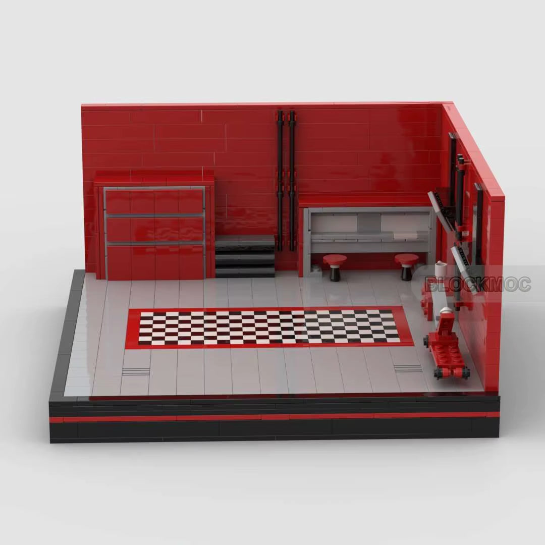 MOC Bricks City Garage Scene Block Modular Buildings Model Education Enlightenment Track Display Stage Birthday Toys Gift