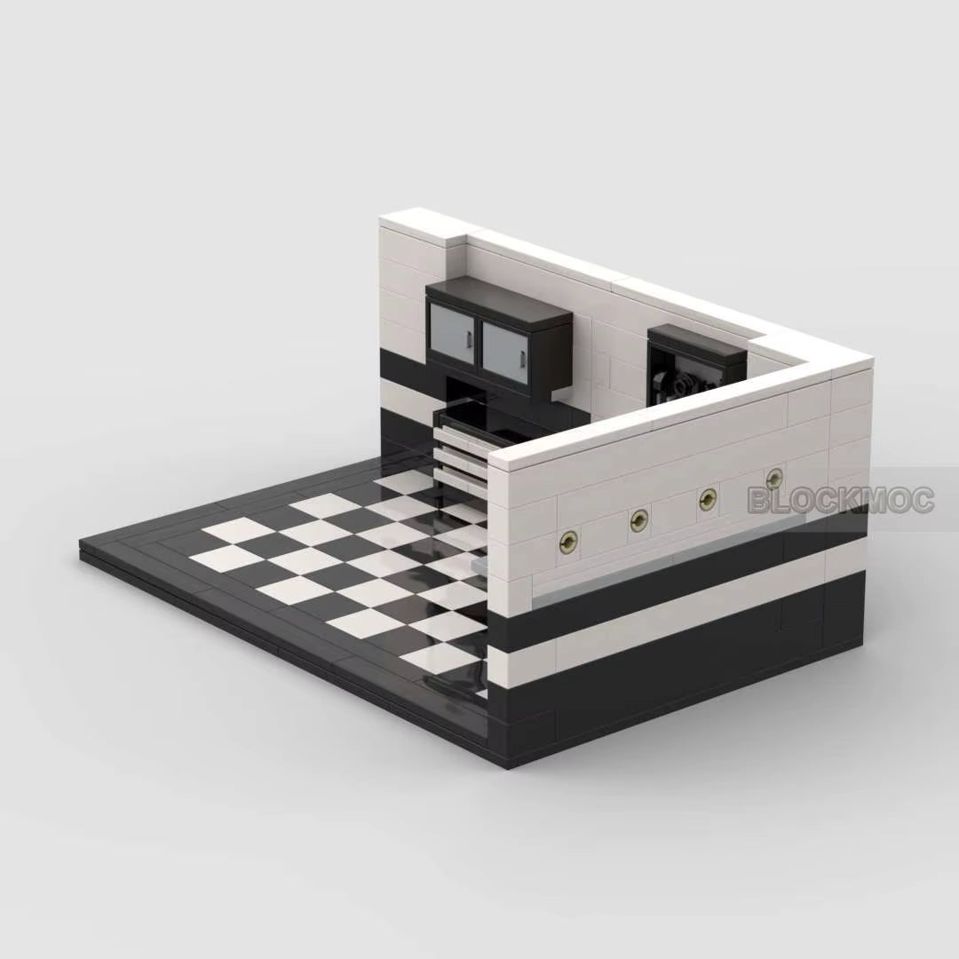 MOC Classic City Garage Scene Block Modylar Buildings Mode Education Eniahtenment Track Display Stage Birthday Toys Brick Gift