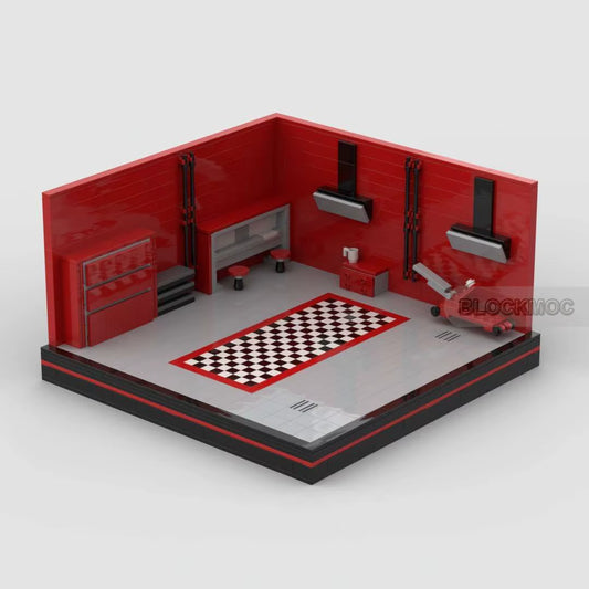 MOC Bricks City Garage Scene Block Modular Buildings Model Education Enlightenment Track Display Stage Birthday Toys Gift