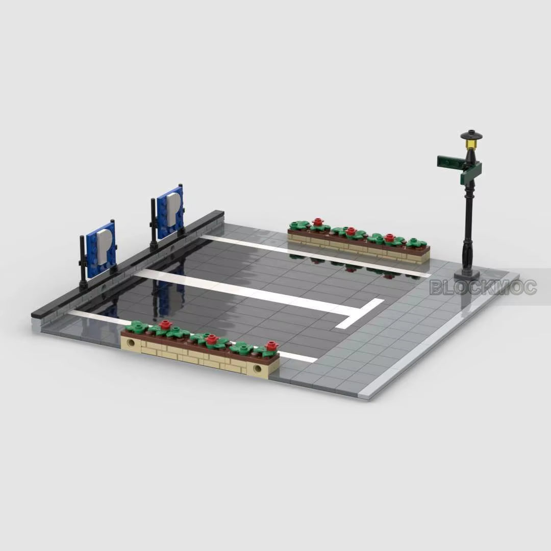 MOC Classic City Garage Scene Block Modular Buildings Model Education Enlightenment Track Display Stage Birthday Toys Brick Gift