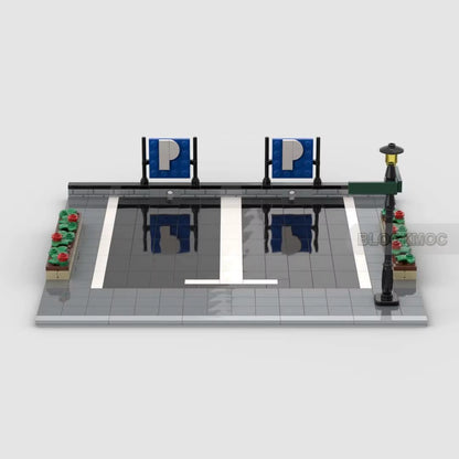 MOC Classic City Garage Scene Block Modular Buildings Model Education Enlightenment Track Display Stage Birthday Toys Brick Gift