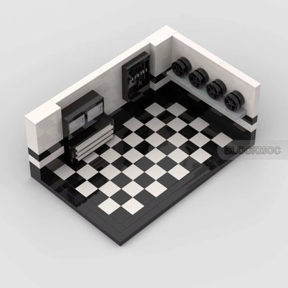 MOC Classic City Garage Scene Block Modylar Buildings Mode Education Eniahtenment Track Display Stage Birthday Toys Brick Gift