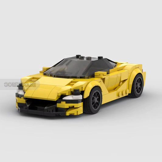 MOC Bricks Yellow 720S Racing Sports Car Vehicle Speed Champion Racer Building Blocks Sets Toys for Children