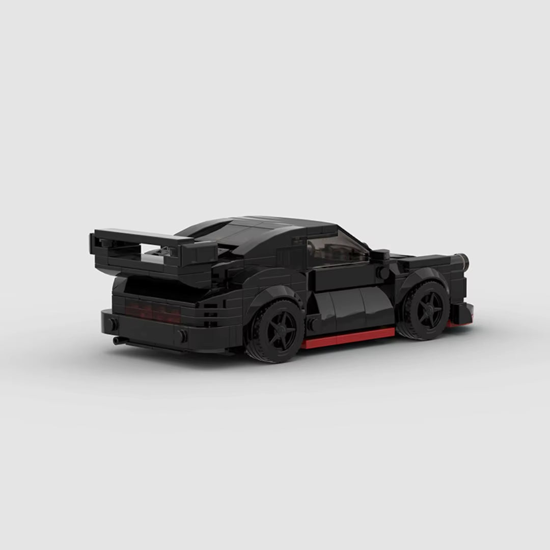 MOC Bricks Porscheed911 RWB Widebody Black Mini Racing Model Sports Car Speed Champion Racers Building Blocks Sets Toys