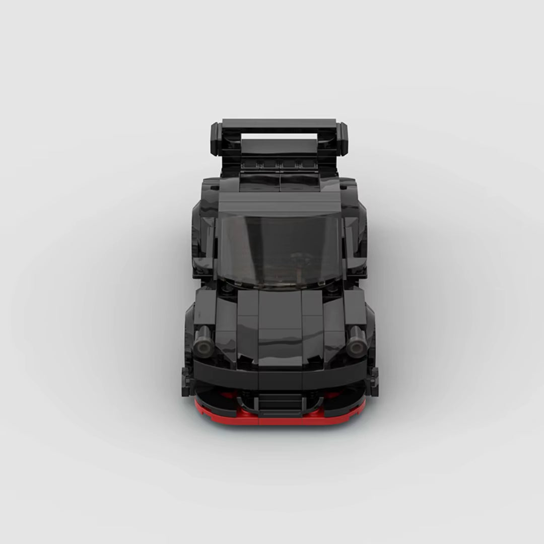 MOC Bricks Porscheed911 RWB Widebody Black Mini Racing Model Sports Car Speed Champion Racers Building Blocks Sets Toys