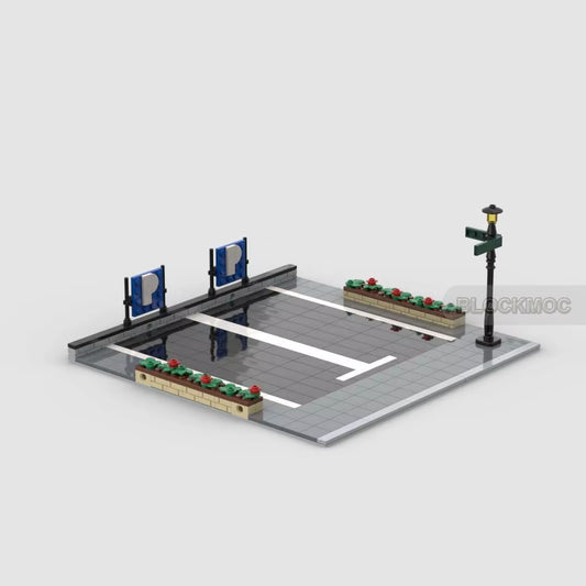 MOC Classic City Garage Scene Block Modular Buildings Model Education Enlightenment Track Display Stage Birthday Toys Brick Gift