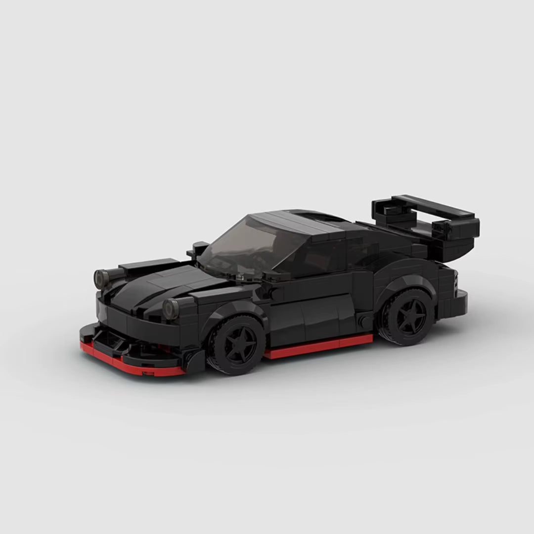MOC Bricks Porscheed911 RWB Widebody Black Mini Racing Model Sports Car Speed Champion Racers Building Blocks Sets Toys