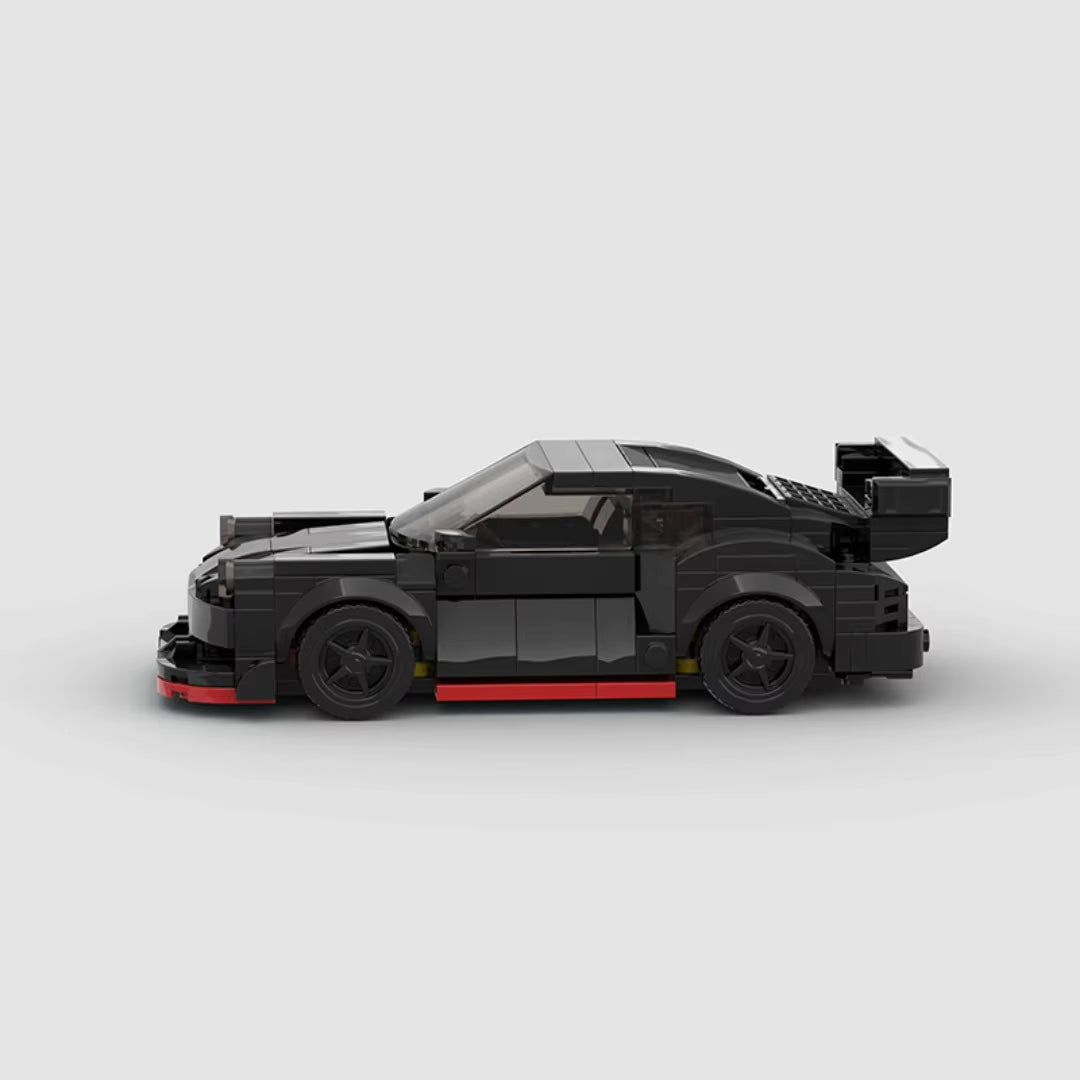 MOC Bricks Porscheed911 RWB Widebody Black Mini Racing Model Sports Car Speed Champion Racers Building Blocks Sets Toys